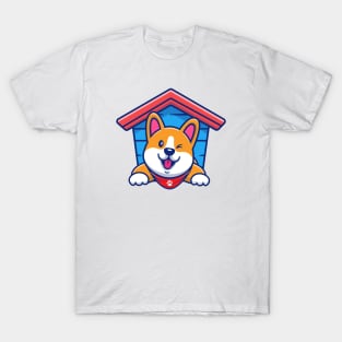 Cute Corgi In Doghouse T-Shirt